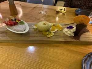 3 dessert tray - chia pudding, cheezecake, triple chocolate cake   at MA and The Seeds of Life in Hong Kong Island