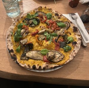 Vegan pizza w pumpkin paste 😋   at C'ho Fame in Copenhagen