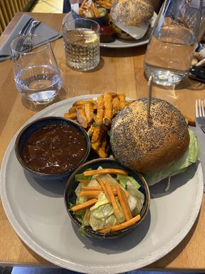 Sloppy Dan Burger with Sweet Potato Fries  at Rucolino in Dudelange