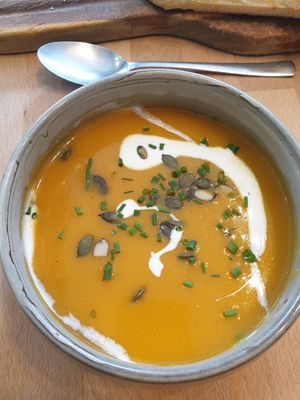 Menu (starter), delicious pumpkin soup at Rucolino in Dudelange