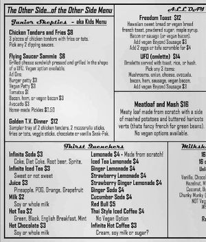 Menu at The Other Side HI Diner in Honolulu