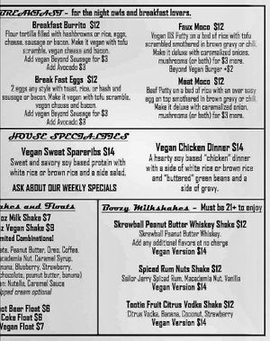 Menu at The Other Side HI Diner in Honolulu