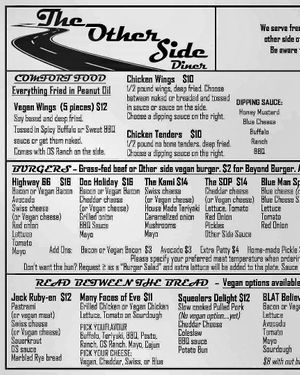 Menu at The Other Side HI Diner in Honolulu