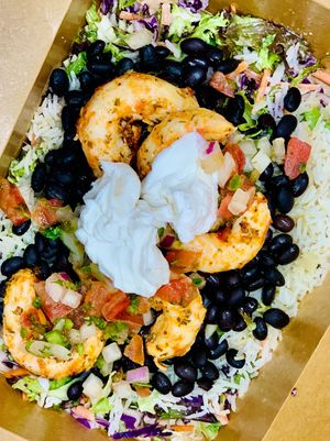 Shrimp burrito bowl. at Flavors in Phoenix