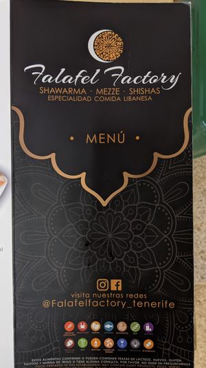 Menu at Falafel Factory - Food Stand in Tenerife
