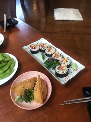 Inari, rolls, edamame  at Sushi Kitchen - Sungai Ara in Penang