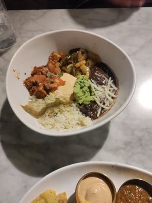 Vegan tofu bowl at Tocaya Modern Mexican in West Los Angeles