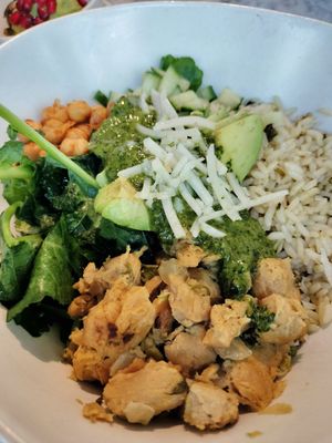 Spicy cilantro verde bowl at Tocaya Modern Mexican in West Los Angeles