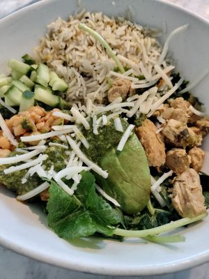 Spicy cilantro verde bowl (vegan) at Tocaya Modern Mexican in West Los Angeles