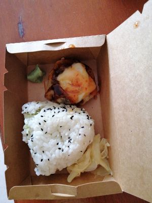 Avocado onigiri and butter creamy mushroom at Lucky Cat Cafe in Northeast Singapore