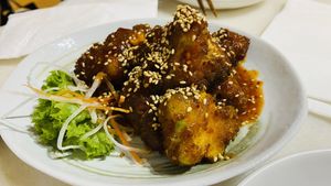 Crispy broccoli in yangnyeom at Lucky Cat Cafe in Northeast Singapore