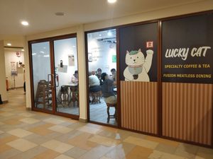 restaurant entrance at Lucky Cat Cafe in Northeast Singapore