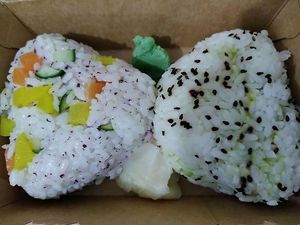 Vegan avocado & shiso onigiri at Lucky Cat Cafe in Northeast Singapore