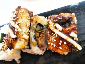 Tofunagi maki at Lucky Cat Cafe in Northeast Singapore