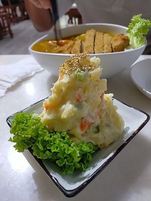Potato salad (vegan version) at Lucky Cat Cafe in Northeast Singapore