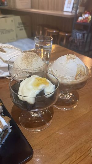 The crazy triplets  at Lucky Cat Cafe in Northeast Singapore