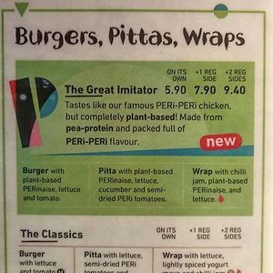 new great imitator plant-based menu options at Nando's in Hatfield