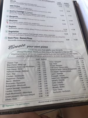 Menu just ask for vegan cheese  at Martelli Pizza Italian in Paphos