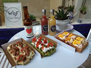 CeCi waffle, Verdi waffle or the sweet Cevenole waffle, with cider or fruit juices. at WOF in Vichy