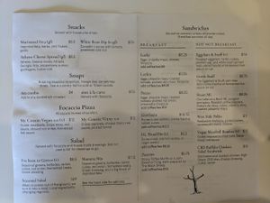 Sandwiches and snacks menu at Cafe Godot in Buffalo