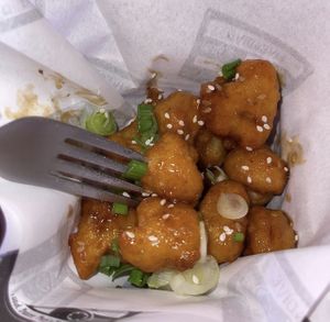 Vegan fried cauliflower at Five & Dive in Edmonton