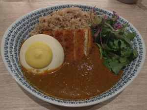 Original curry sauce with brown rice, tofu katsu and tofu fried egg at RUCY+R 横浜ジョイナス店 in Yokohama