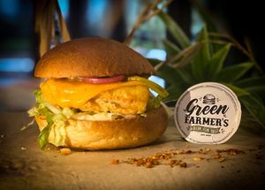 vegetal fish vegan burger  at Green Farmer's in Paris