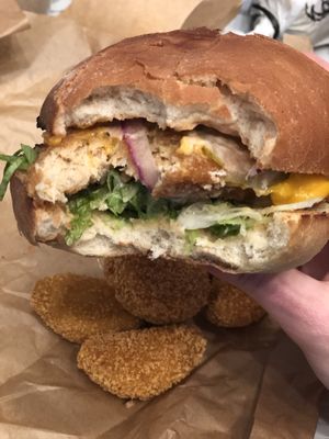 Vegan chicken burger  at Green Farmer's in Paris