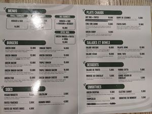 Menu - food at Green Farmer's in Paris
