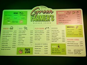 Menu at Green Farmer's in Paris