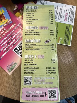 Menu 19 Aug 2025  at Green Farmer's in Paris