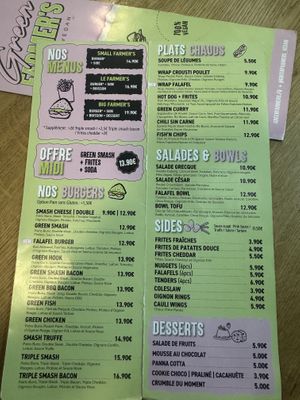 Menu  at Green Farmer's in Paris