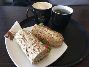 Avocado baguette at Gloria Jean's Coffees in Limassol