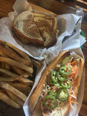 Reuben, bahn mi & 2 sides of fries  at East Frank Superette and Kitchen in Monroe