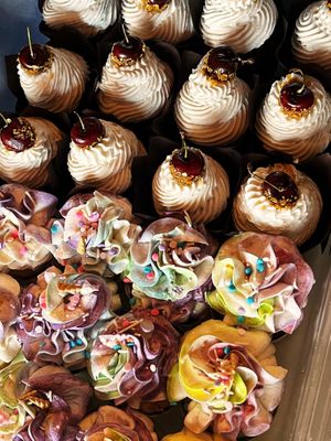 Custom cupcakes and cakes available at Uprooted Vegan Cuisine in Martinez