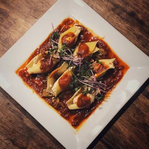 Almond Ricotta Stuffed Shells at Uprooted Vegan Cuisine in Martinez