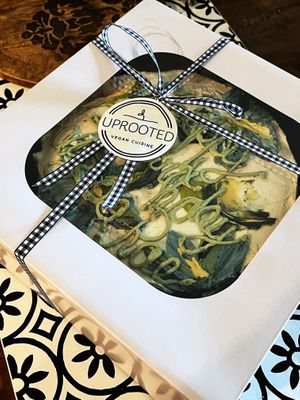 Blueberry Vanilla Palette Knife cake at Uprooted Vegan Cuisine in Martinez