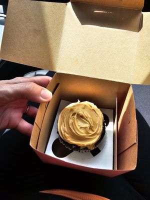 Caramel fudge on chocolate cupcake at Cupcake Kitchen in Chattanooga