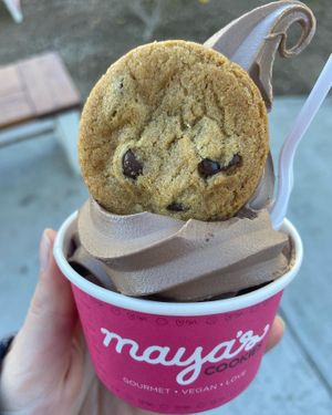 choc soft serve  at Maya's Cookies in San Diego
