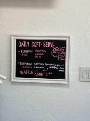 soft serve menu   at Maya's Cookies in San Diego
