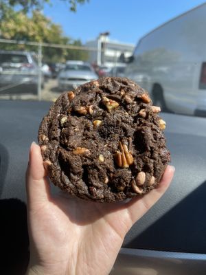 chocolate caramel pecan (soooo good and “brownie” like)   at Maya's Cookies in San Diego