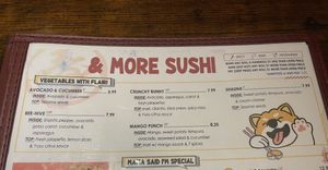 veg sushi menu   at Sushi Deli 3 in San Diego