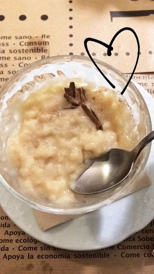 Arroz con leche vegano at La Vaina in Gijon