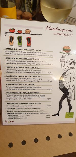 Vegan burger menu at La Vaina in Gijon