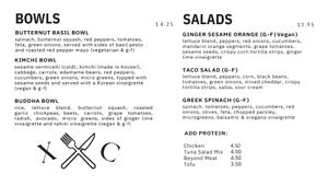 Bowls & Salads in our Grab & Go cooler or made to go.  All dressings made in-house (vegan and gluten-free). at XPress Chef in Kamloops