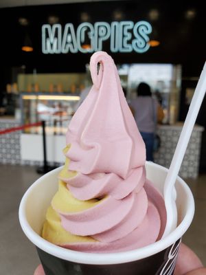 Hibiscus strawberry and lemon swirl at Magpies Softserve in Los Angeles
