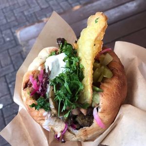 shroom-kebab (vegan doner kebab) at pockets in East London