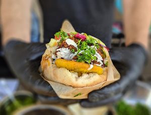falafel in steamed pitta pocket at pockets in East London