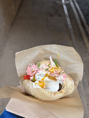 Really good falafel and bun worth the wait.   at pockets in East London