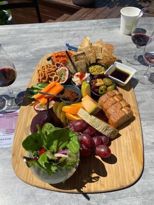 Vegan platter with vegan cheese at Moothi Estate in Mudgee